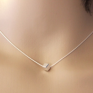 Minimalist and geometric Sterling silver choker necklace cube beads