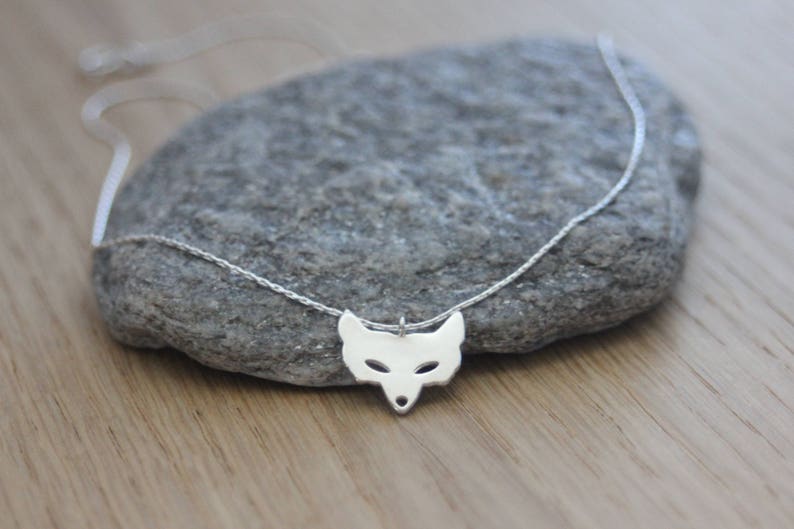 Minimalist Sterling Silver fox choker Necklace image 1