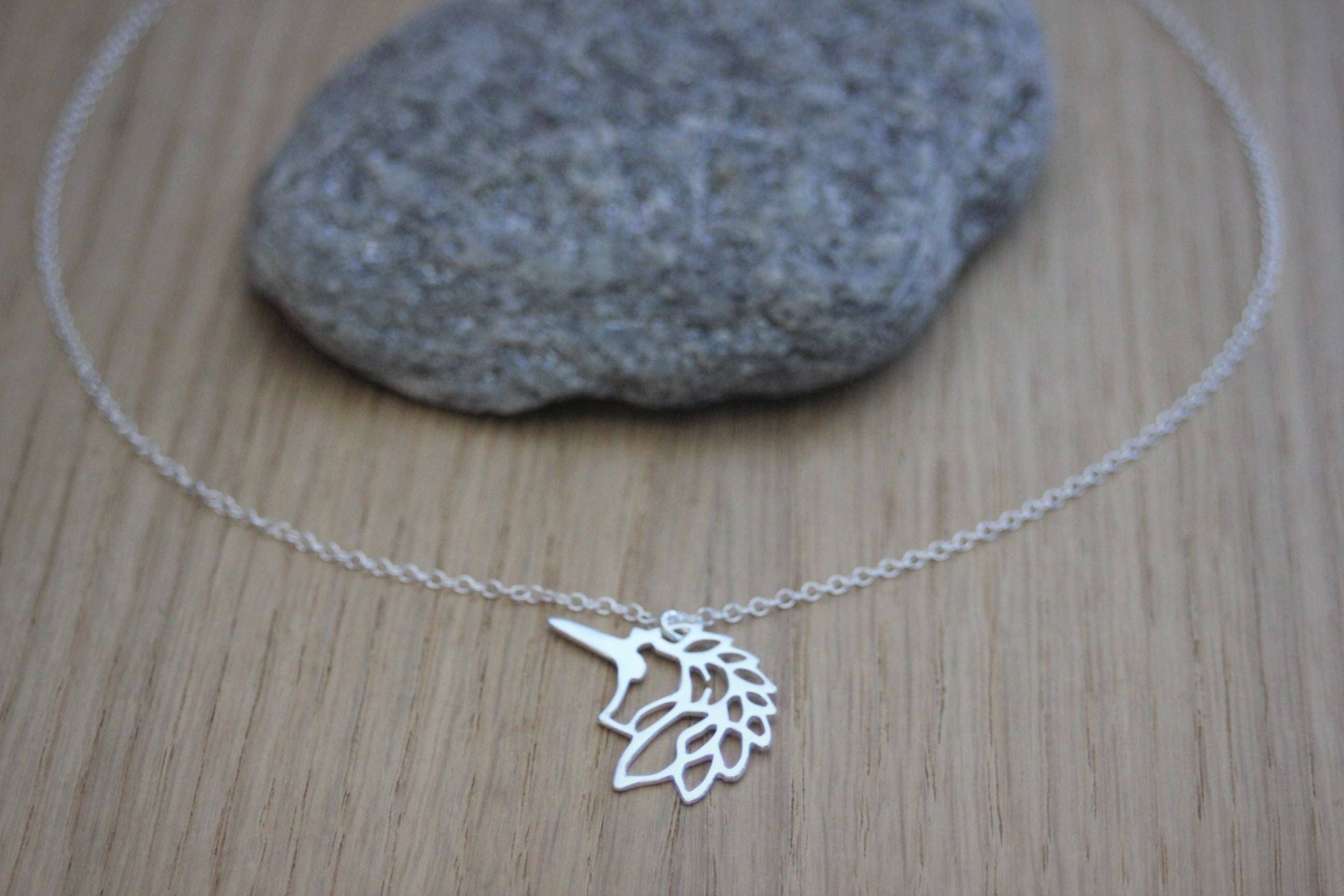 Minimalist Silver Sterling Choker Necklace Unicorn Pendant Minimalist Silver Sterling Choker Necklace Unicorn Pendant