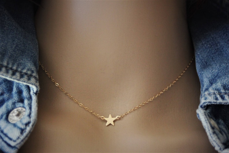 Minimalist Little star Gold Filled choker Necklace zdjęcie 1