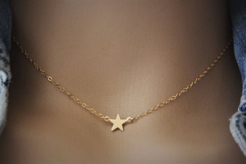 Minimalist Little star Gold Filled choker Necklace zdjęcie 4