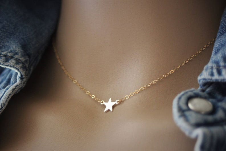 Minimalist Little star Gold Filled choker Necklace zdjęcie 7