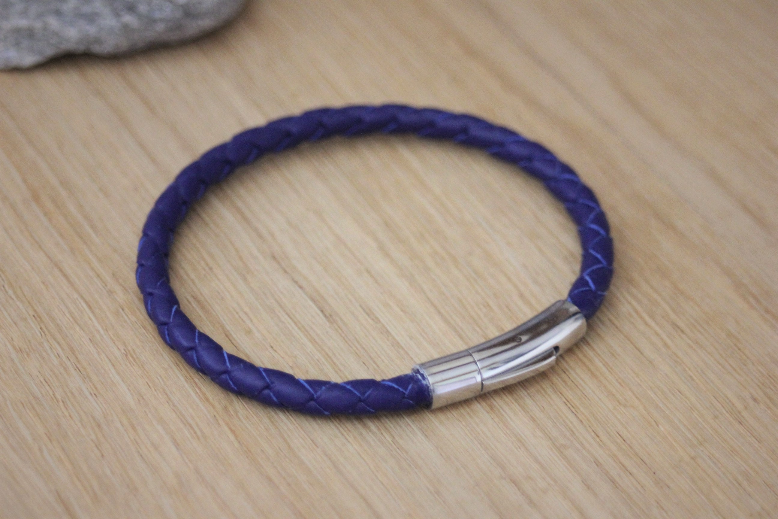 Bracciale Uomo In Vera Pelle Intrecciata E Acciaio Inox 316L – Chiusura A Clip, 20.3-21.6 Cm