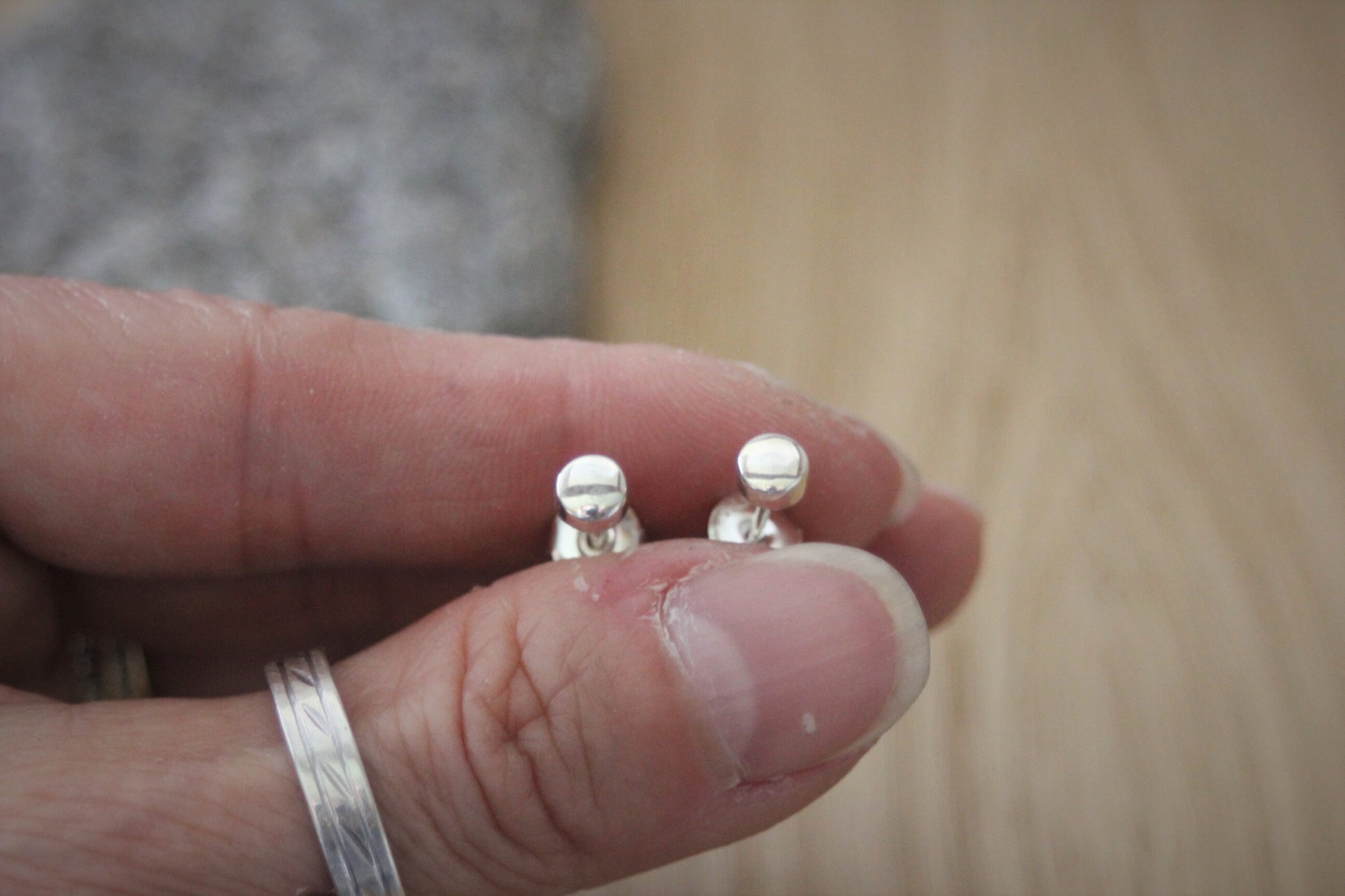 Minimalist Sterling silver half ball earrings 4.5mm