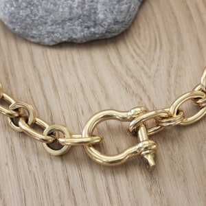 Gold-tone stainless steel necklace with large XL links shackle clasp image 5