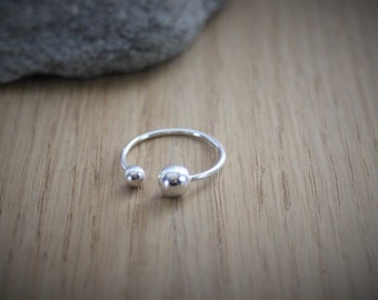 Silver sterling balls ring adjustable size