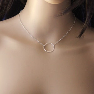 Minimalist and geometric sterling silver choker necklace ring pendant 2cm image 4