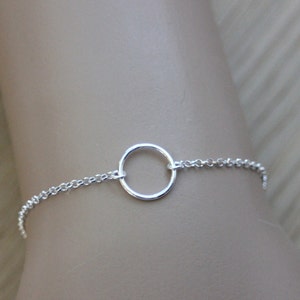 Minimalist ring circle Sterling silver bracelet