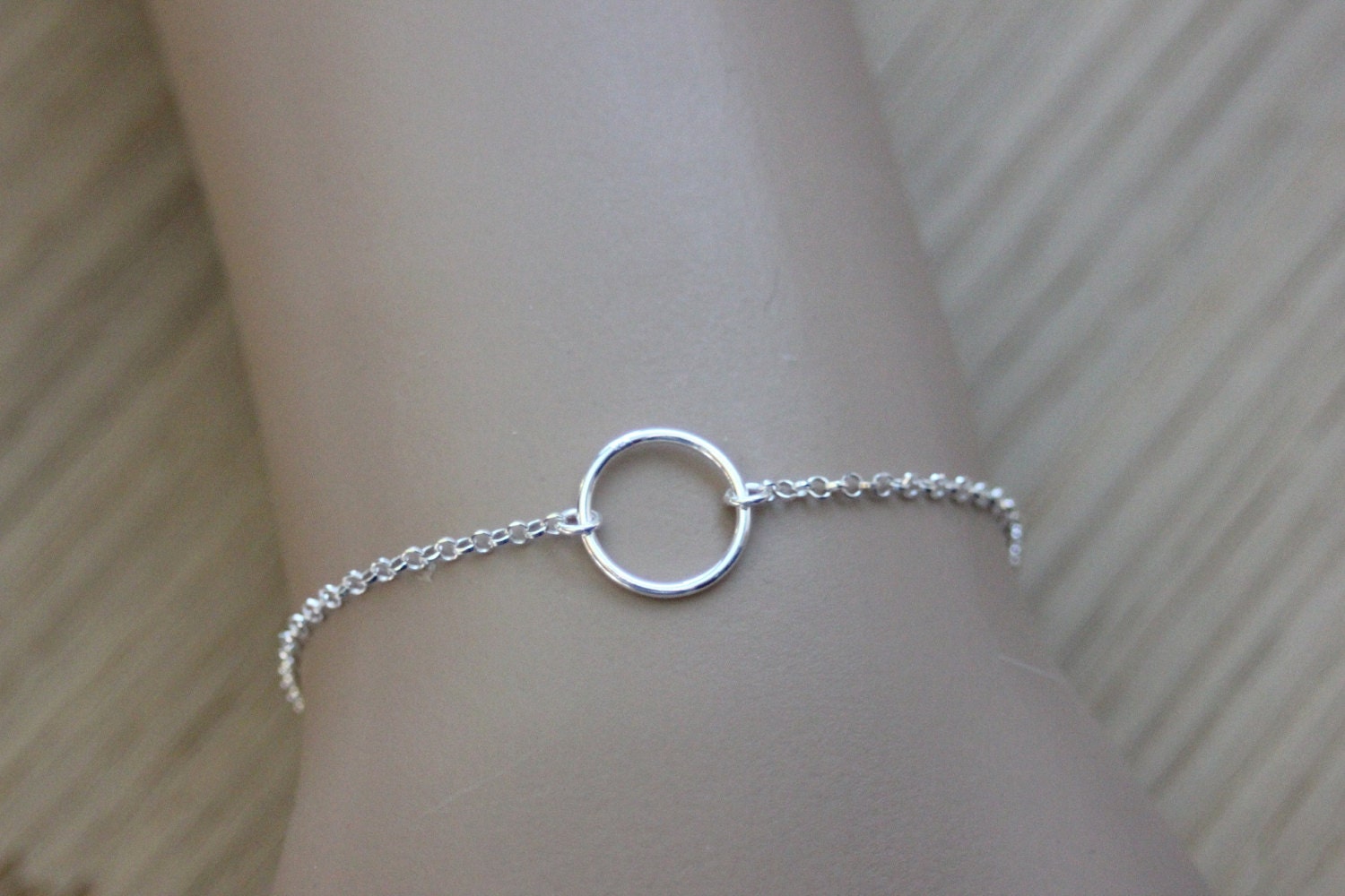 Small Rounded Fine Stone and Sterling Silver Medal Bracelet