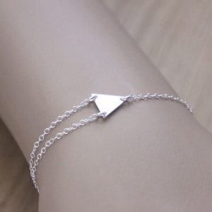 Sterling Silver 2 rows Asymmetrical triangle Bracelet