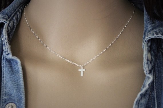 Small cross choker necklace clearance