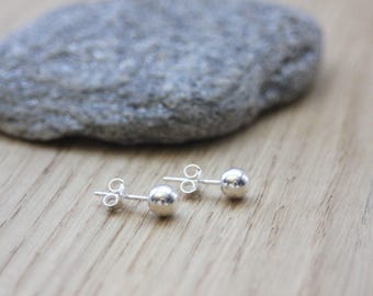 Minimalist Sterling silver ball earrings 6mm