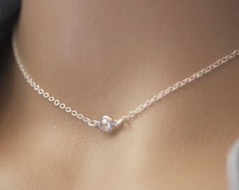 Sterling silver and zirconia choker necklace