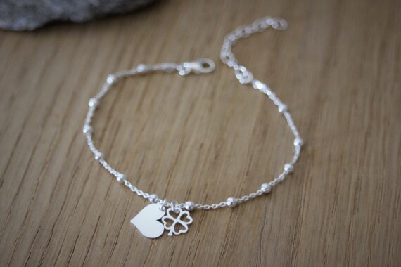 ◆HYERES LOR◆ [BYER] Silver (W) Clover Ball Chain Bracelet Silver Bracelet Four-leaf Clover Charm Symbols of Faith Love