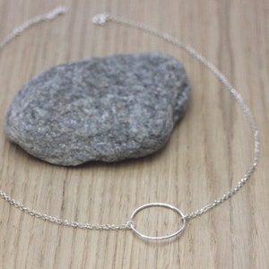 Minimalist and geometric sterling silver choker necklace ring pendant 2cm image 3