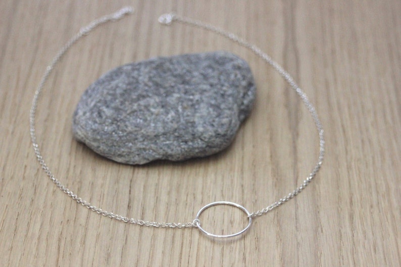 Minimalist and geometric sterling silver choker necklace ring pendant 2cm image 3