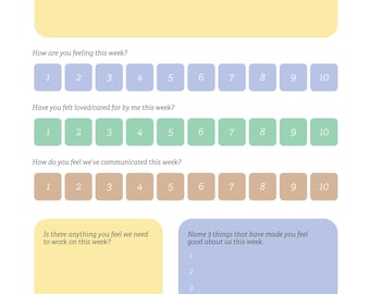 Weekly Relationship Check-In Tracker | Couples Communication Scale Dashboard | Marriage Routine Evaluation Planner | Digital Print