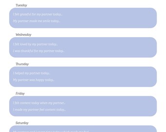 Weekly Couples Goals Journal Printable | Daily Gratitude & Affection Tracker | Marriage Mindfulness Planner