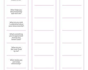 Emotional Connection Prompts for Couples | Deep Vulnerability Worksheet | Marriage Conversation Starters | Therapy Print