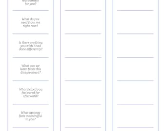 Post-Argument Repair & Reconnection Worksheet | Couples Healing Conversation Guide | Meaningful Apology Prompts | Digital Therapy