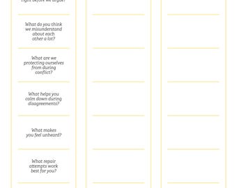 Couples Communication Prompts Printable | Relationship Conflict Resolution Worksheet | Marriage Therapy Conversation Starters PDF Download