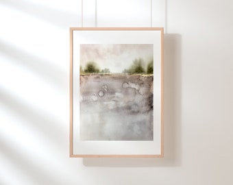 Watercolor Fine Art Print, "Below the Surface", fine art print on 100% cotton rag watercolor paper, landscape painting, abstract landscape