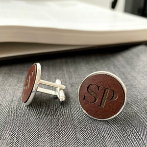 Personalized Cufflinks with Leather, custom cufflinks, Gift for Men, Anniversary Gift, Wedding Gift, Personalized Leather Gift, Gift for Him