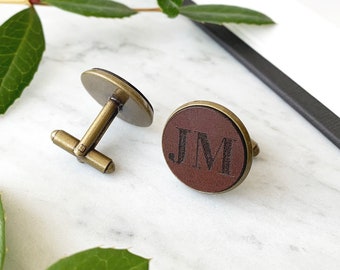 Personalized Cufflinks with Leather, Gift for Men, Anniversary Gift, Personalized Leather, Gift for Dad, Fathers Day Gift, Wedding Gift