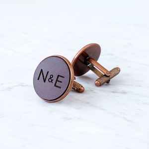 Personalized cufflinks, gift for him, personalized gifts, gifts for men, personalized leather, anniversary gift, wedding gifts, copper cuffs image 1