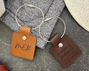 Custom Luggage Tag, Personalized Leather Luggage Tag, Leather Travel Bag Tag