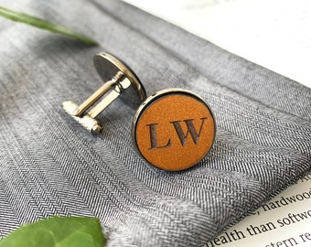 Personalized Cufflinks, leather accessories for him, Anniversary Gift, Custom Wedding Gift, Personalized Leather Gift for Him