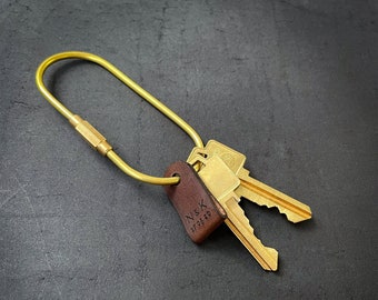 Custom Brass With Leather Keychain, Cool Keychains, Brass Key Ring, Cute Keychains For Car Keys, Best Gifts For Him, Cool Gift for Friend