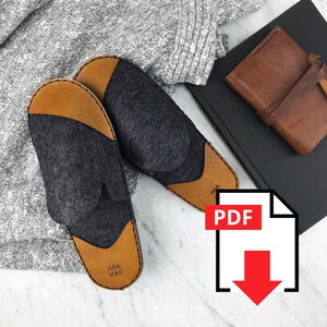 Leather Slippers Template, House Slippers PDF Pattern, House Shoes Leather Patterns And Templates Pdf, Leathercraft Pattern, Leatherworking