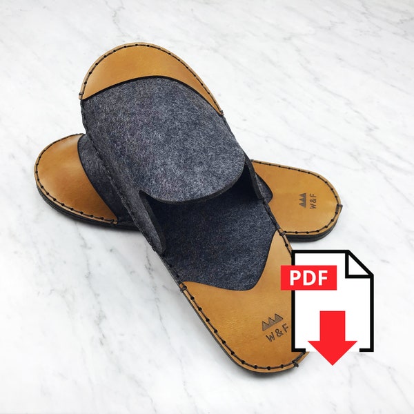 Leather Slippers Template, House Slippers PDF Pattern, House Shoes Leather Patterns And Templates Pdf, Leathercraft Pattern, Leatherworking