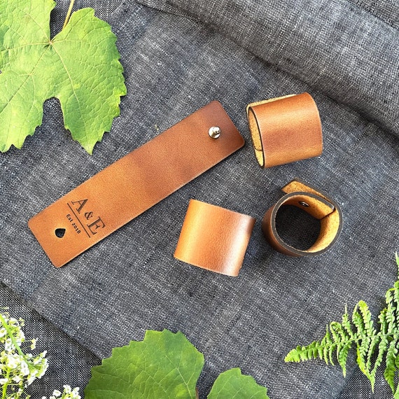 Custom Leather Napkin Rings Rustic Napkin Holder Personalized