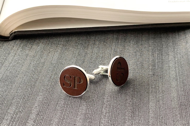 Anniversary Valentines Day Personalized Leather Gift custom cufflinks Gift for Men Personalized Cufflinks with Leather Gift for Him