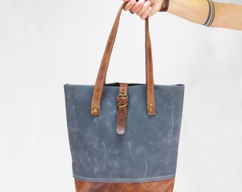 Leather Tote Bag For Women, Canvas Leather Tote Bag, Everyday Use Leather Shoulder Bag, Handmade Tot Bag, Leather Accessories