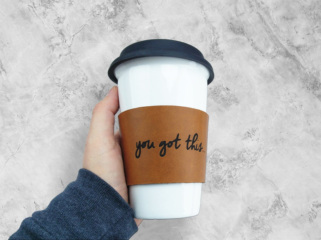 CUSTOM Reusable Coffee Sleeve, Coffee Cozy, Leather Coffee Sleeve ...