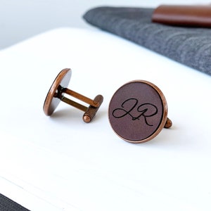 Personalized cufflinks, gift for him, personalized gifts, gifts for men, personalized leather, anniversary gift, wedding gifts, copper cuffs image 5