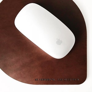 Modern personalized leather mousepad for men, cool custom office accessory, engraved minimalistic leather mouse pad image 7