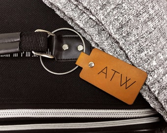 Personalized Leather Luggage Tag, Gift For Him, Gift for men, Travel Gift, Gift for Her, Anniversary Gift, Suitcase Tag, Personalized Gift