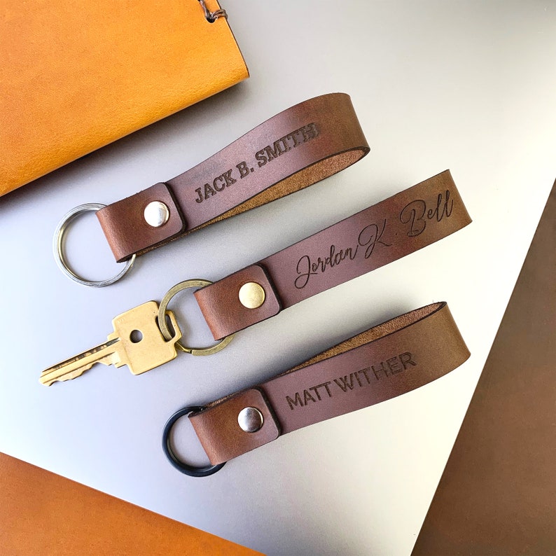 etsy personalized leather keychain