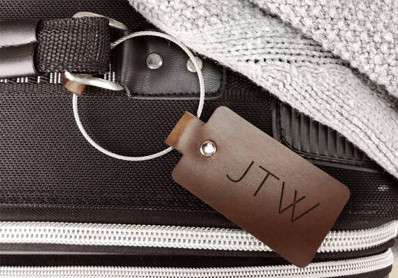 leather luggage tag monogram