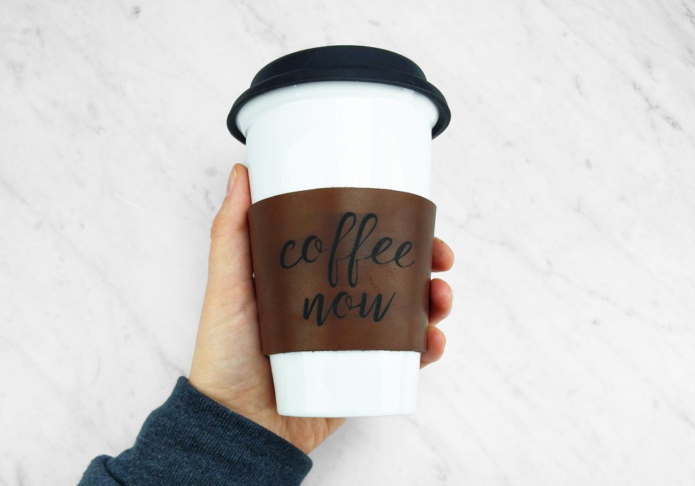 CUSTOM Reusable Coffee Sleeve Coffee Cozy Leather Coffee | Etsy