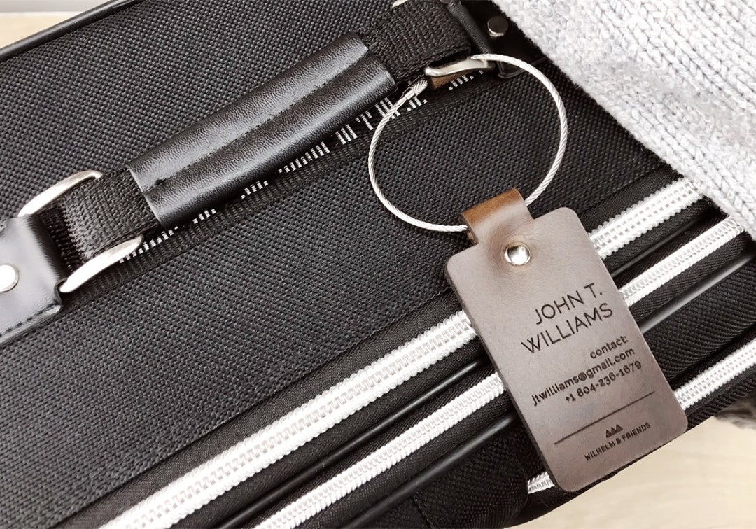 Luggage Tag, Personalized Leather, Gift for Him, Travel Gift, Airplane