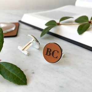 Personalized Cufflinks with Leather, custom cufflinks, Gift for Men, Anniversary Gift, Wedding Gift, Personalized Leather Gift, Gift for Him image 4