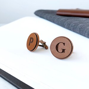 Personalized cufflinks, gift for him, personalized gifts, gifts for men, personalized leather, anniversary gift, wedding gifts, copper cuffs image 6