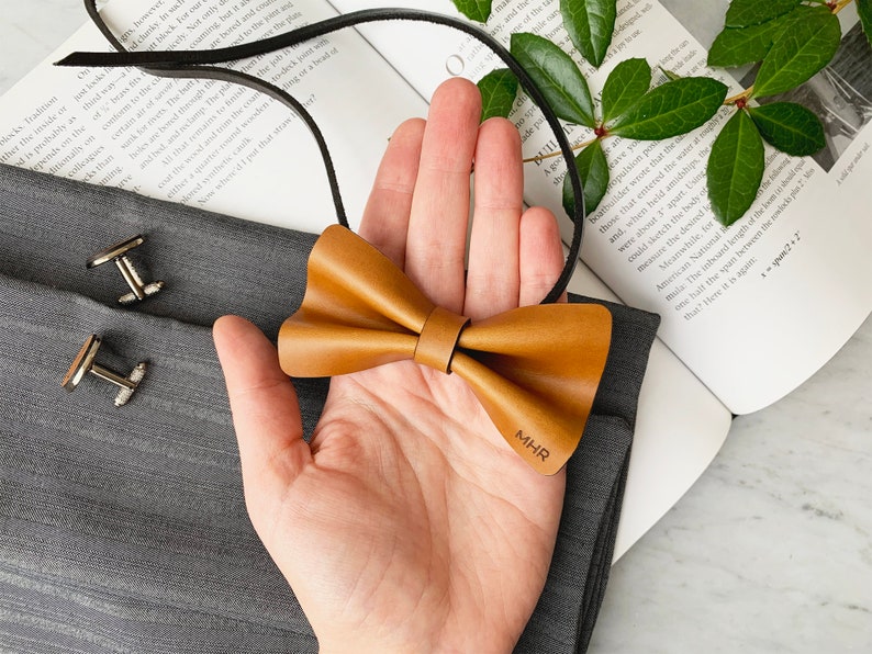 Custom Leather Bow Tie Gift for Men Groomsmen Bow Tie Etsy