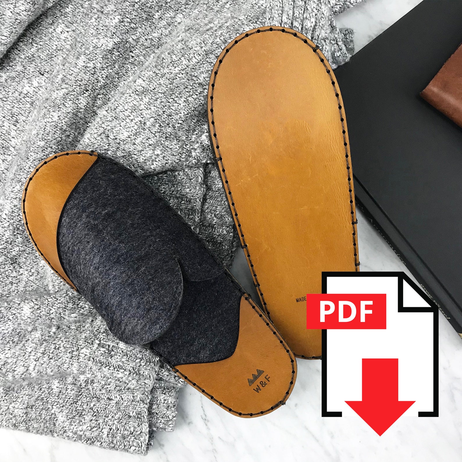 Leather Slippers Template, House Shoes PDF Pattern - Etsy