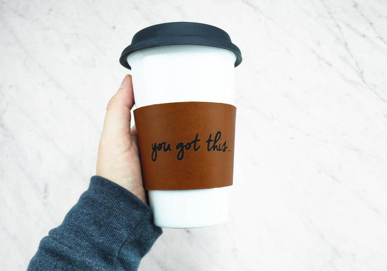 CUSTOM Reusable Coffee Sleeve Coffee Cozy Leather Coffee Etsy